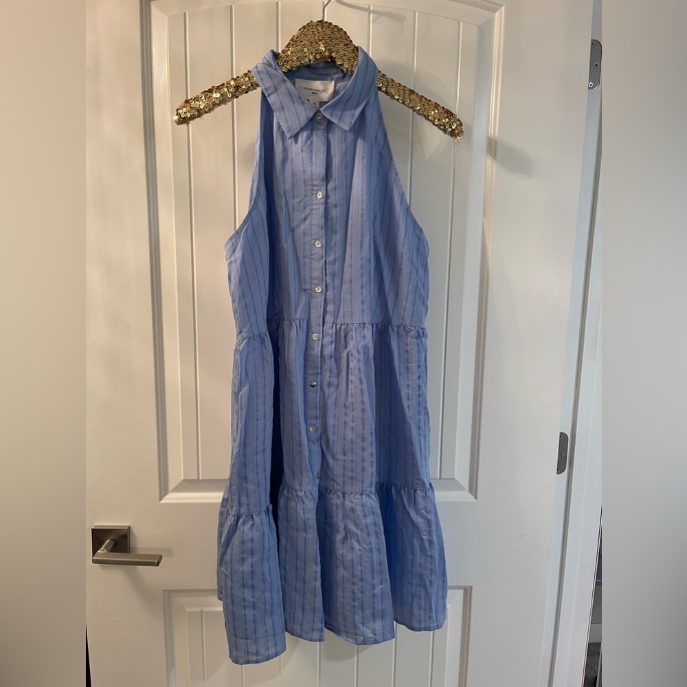 NWT Pomander Place Tuckernuck XL periwinkle seersucker button down dress pockets